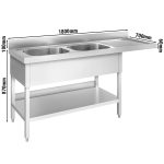 Plonge inox 1,8m 2 bacs grande cuisine – Image 2
