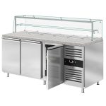 Table à pizza réfrigérée 2m saladette 3 portes capot verre – Image 4