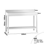 Table inox 120x70cm avec rebord – Image 5