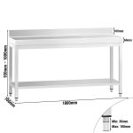 Table inox 180x70cm avec rebord – Image 2