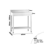 Table inox 60x60cm avec rebord – Image 2