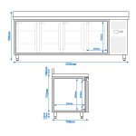 Table réfrigérée 2,2m 4 portes professionnelle – Image 11